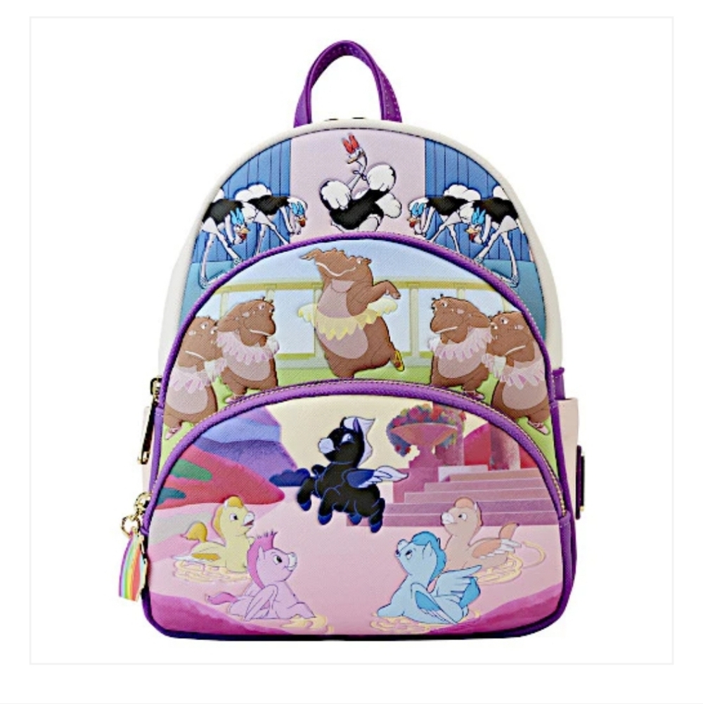 Loungefly Disney Fantasia Scenes Triple Pocket Mini Backpack (Rare Hard To Find)